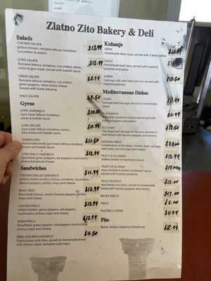 Zlatno Zito Bakery and Deli menu 2